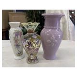 vintage Japanese porcelain bud vase, hand-painted