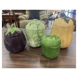 Set of four vintage ceramic vegetable-shaped