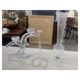 vintage clear lead crystal double-light