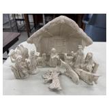 Vintage white ceramic nativity set manufactured