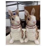 Vintage standing holiday rabbit figurines.
