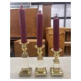 Set of three vintage mid-century modern brass and