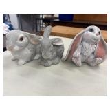 set of hand-painted ceramic rabbit figurines,
