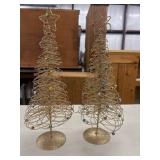 pair of gold-tone twisted wire tabletop Christmas