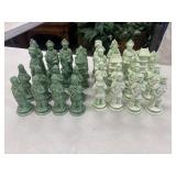 32 Vintage Asian ceramic chess pieces