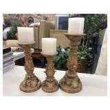 French Rococo style ornate, gold-finished pillar