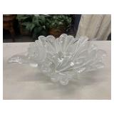 Vintage clear and frosted crystal leaf decorative