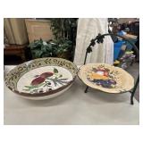 Large 13-inch ceramic pasta serving bowl by