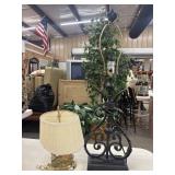 vintage black wrought iron table lamp, vintage