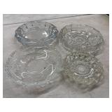 Vintage pressed clear glass ashtrays and trinket