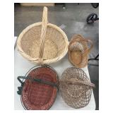 Bundle of woven wicker gathering baskets.