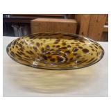 Vintage hand-blown art glass bowl featuring an