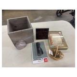 Wooden Cube Box, Mini Flashlight, Framed
