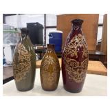 3 Decorative ceramic bottle-shaped vases