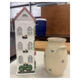 Vintage ceramic house-shaped spaghetti canister,