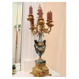 Lancini Italian Brass and Green Marble 7-Light