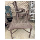 Set of 7 Brown cast aluminum slat-top outdoor