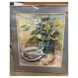 Original framed watercolor still life painting