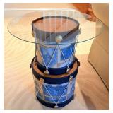 Custom-made decorative drum accent table