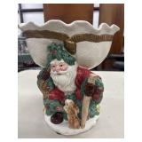 1991 Fitz & Floyd Woodland Santa Compote pedestal