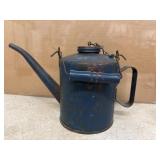 Vintage blue enameled metal Eagle Railroad Oil