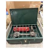 Vintage green two-burner Coleman Camp Stove.