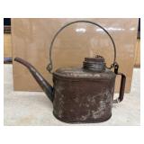 Vintage metal railroad kerosene oil can. Belonged