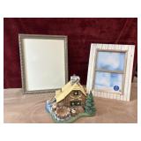 3 pc. Picture frames and retired PartyLite "Gone