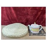 9 pc. braided placemats, vintage Happy Birthday