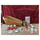 14pc. Longaberger basket and Christmas items.