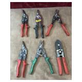 6 pc. Craftsman and Wiss aviation snips,