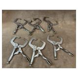 6 pc. metal locking C-clamps.