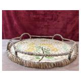 Round decorative serving tray