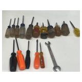 17 pc. Small Screwdrivers, and  wrench
