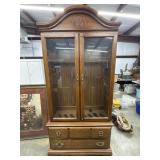 Vintage 2 piece oak gun cabinet.