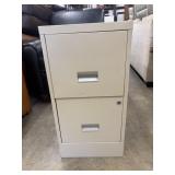 Compact, off-white two-drawer metal filing