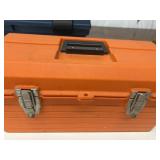 Orange plastic heavy-duty tool box,