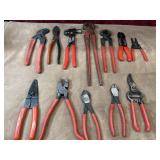 12 pc. diagonal cutters, end-cutting pliers, and