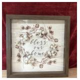 Rustic cotton shadowbox wall decor.