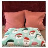 3 pc. decorative throw pillows and Christmas