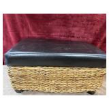 Woven  water hyacinth storage ottoman