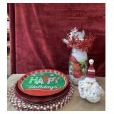 11 pc. festive round braided woven placemats,