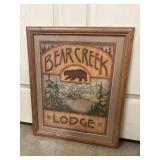 Framed wall art print titled "Bear Creek Lodge"