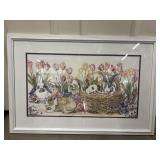 Framed watercolor art print titled "Backyard