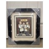 Framed, double-matted art print titled "Cafe