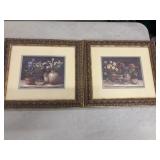 Pair of matching framed art prints titled "Floral