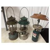 3 Vintage Coleman camping lanterns,