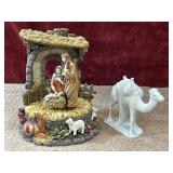 2 pc. Nativity Music Box and porcelain camel