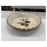 Vintage hand-painted ceramic pie dish.