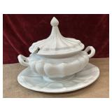 2 pc. soup tureen and underplate. Missing ladle.